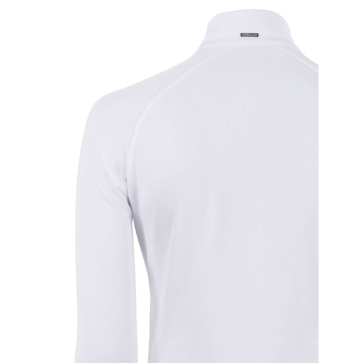 Cavallo Turniershirt Langarm Damen Cavaluv Halfzip Langarmshirt, Weiß, Rückenansicht des Produkts allein.