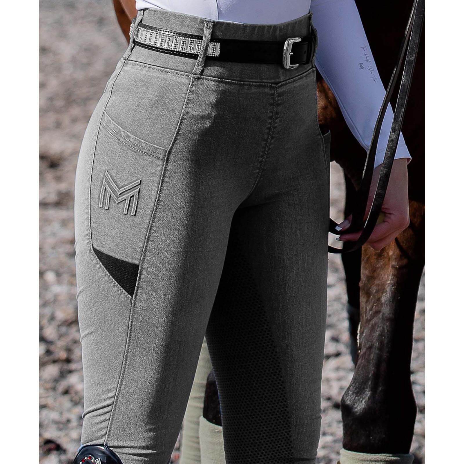 Reitleggings Damen Full-Grip Denim Riding Leggings