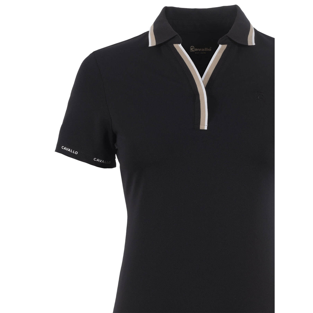 Cavallo Poloshirt CAVALPIQUE Shirt, Schwarz, Produkt allein auf weißem Hintergrund.