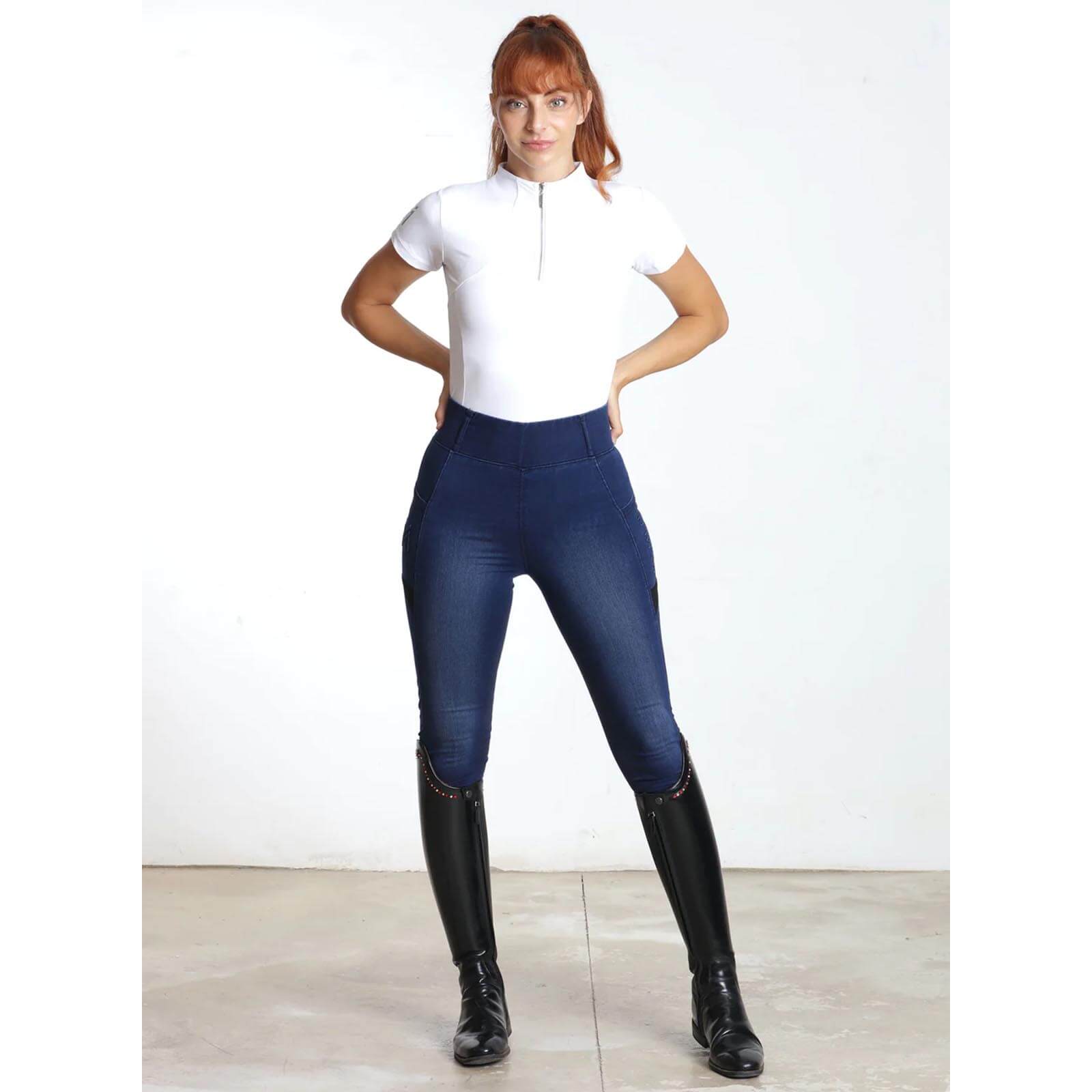 Reitleggings Damen Full-Grip Denim Riding Leggings