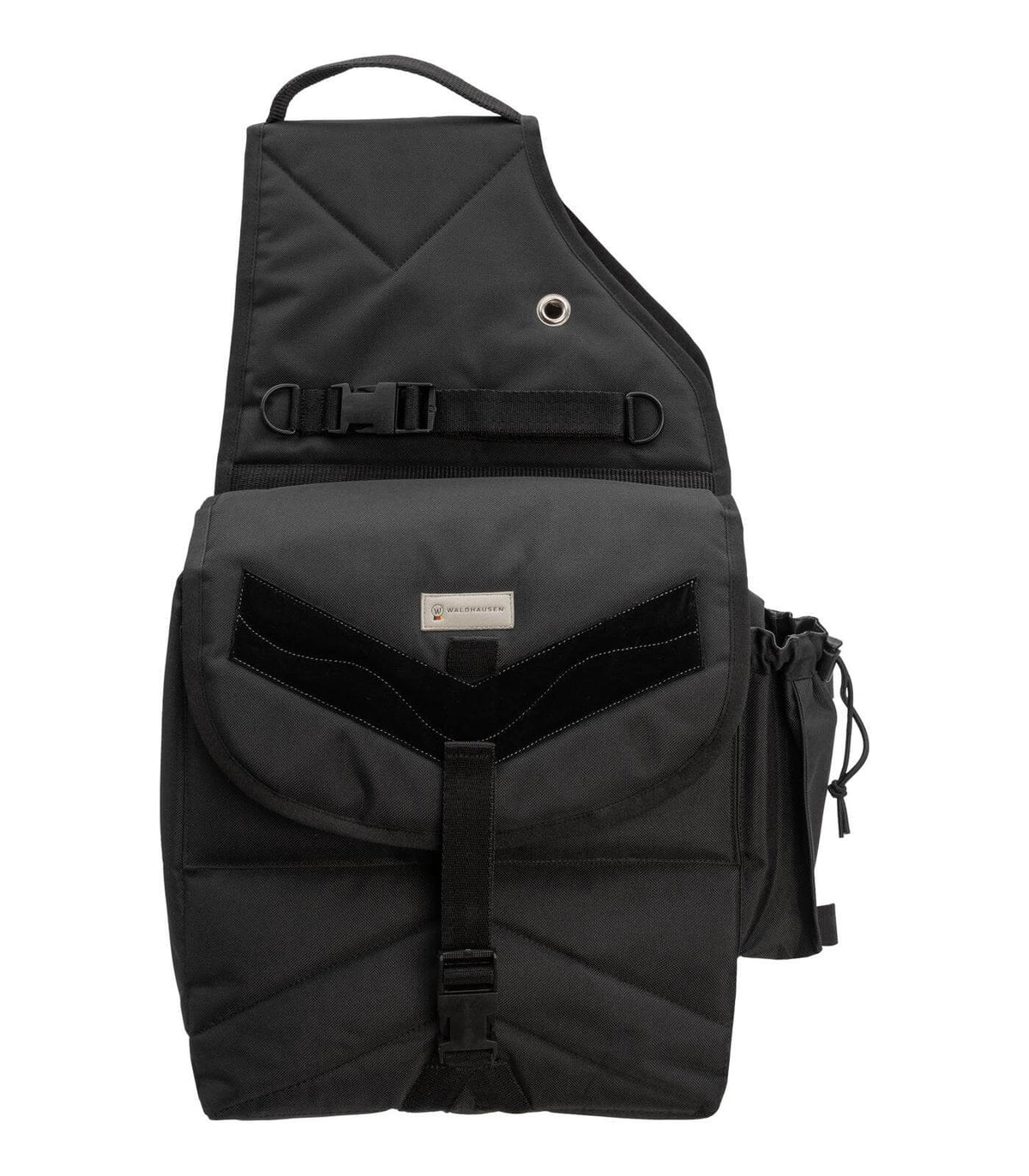 Waldhausen Packtasche doppelt Premium, schwarz, Produkt allein auf weißem Hintergrund.