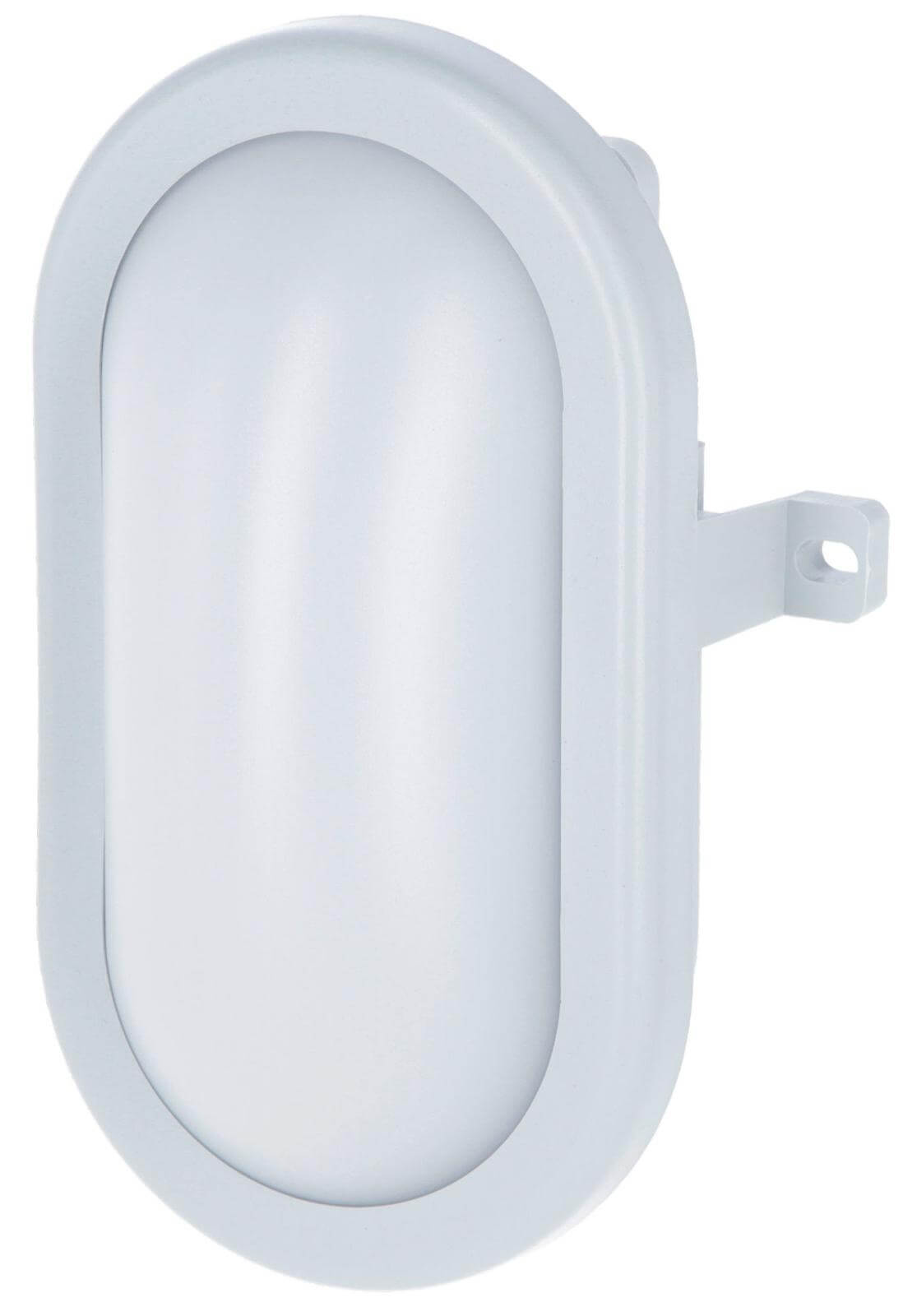 LED-Ovalleuchte, Weiß, Produkt allein auf weißem Hintergrund.