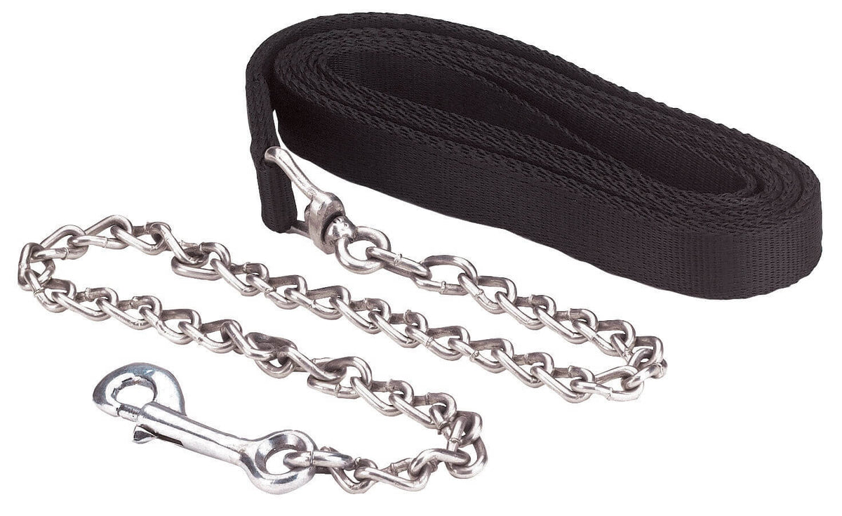 Covalliero Führleine mit Kette, Schwarz, Produkt allein auf weißem Hintergrund.