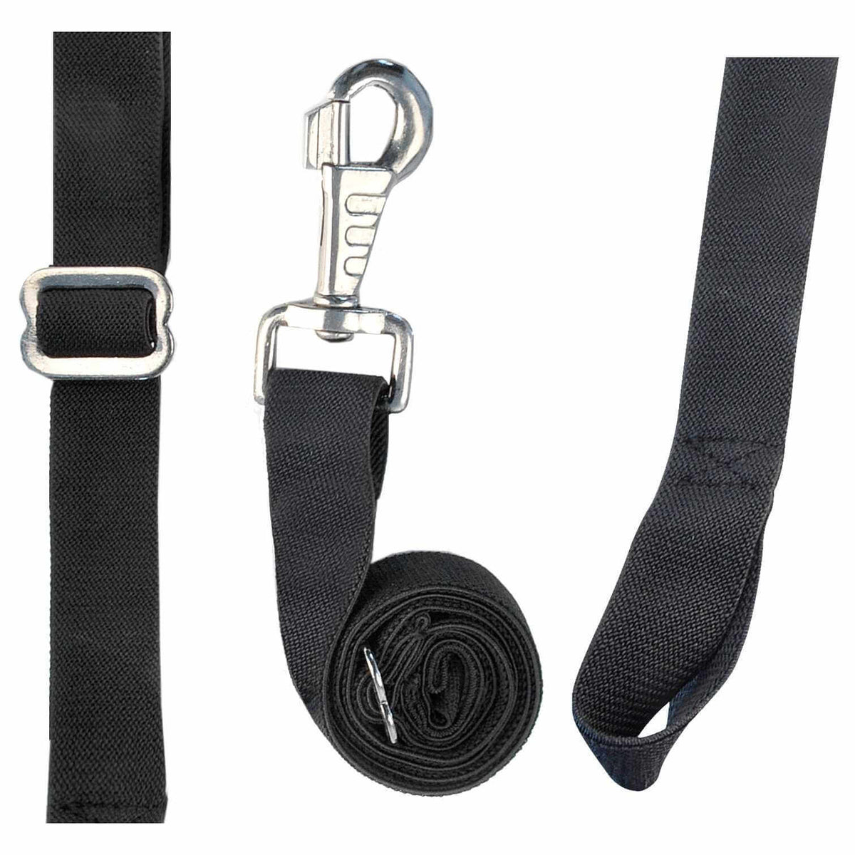 Beinschnüre m. Karabiner, elastik, schwarz