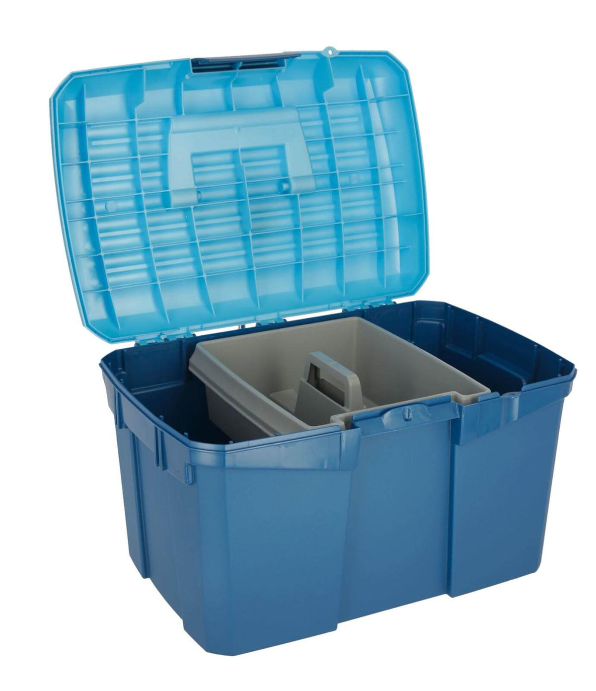 Covalliero Putzbox Siena Putzkiste, Blau, offene Putzbox mit Einsatz auf weißem Hintergrund.