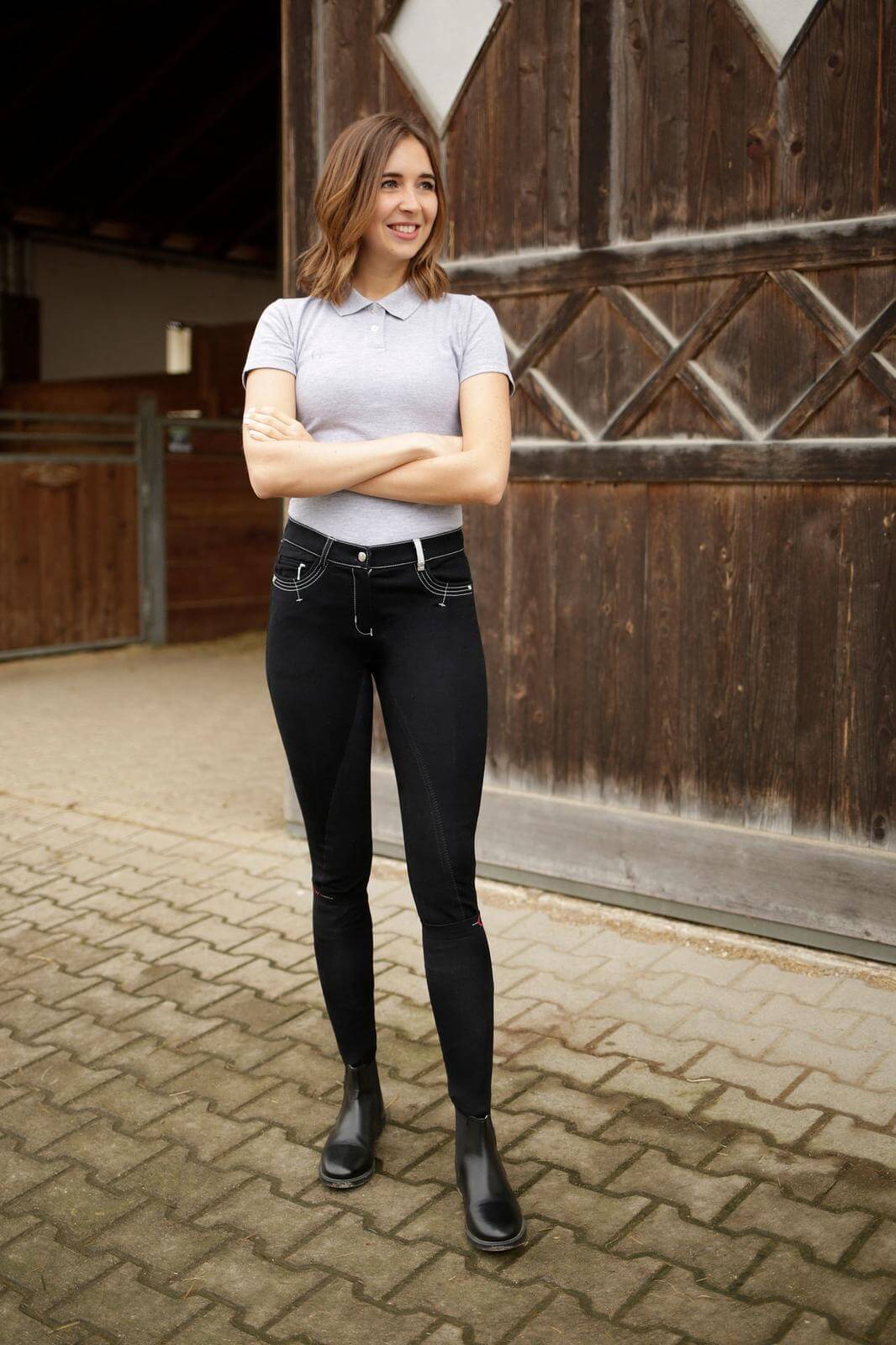 Reithose Damen BasicPlus LS Damenreithose Vollbesatz Kunstleder