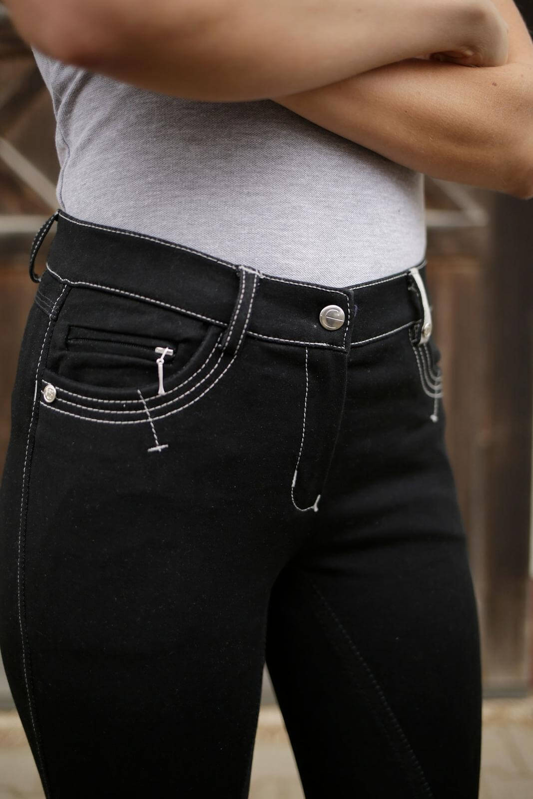 Reithose Damen BasicPlus LS Damenreithose Vollbesatz Kunstleder