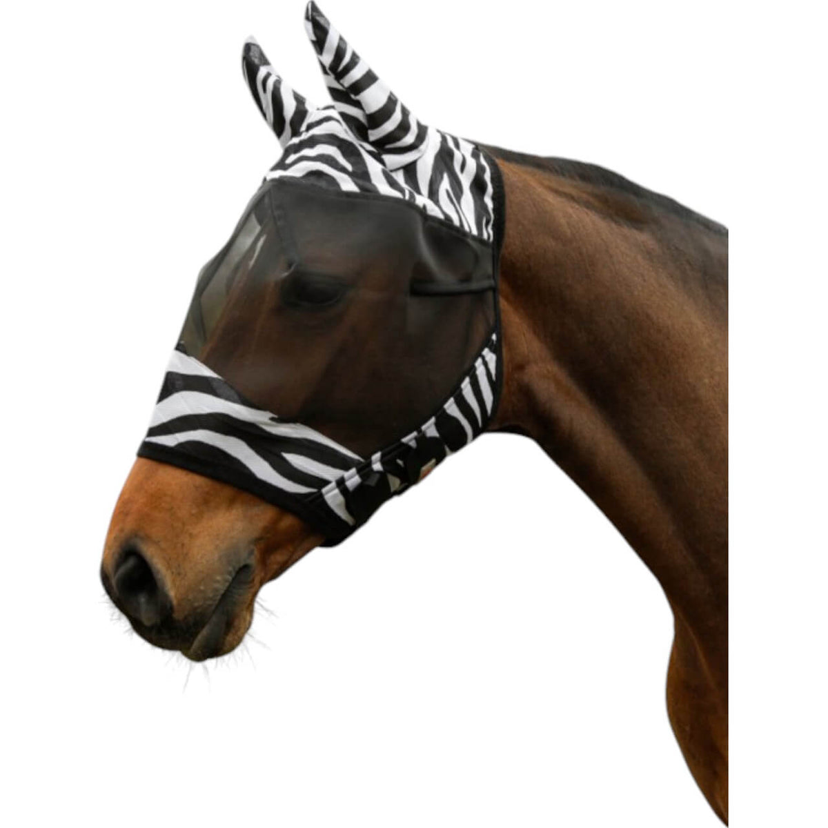 Fliegenmaske mit Ohrenschutz Zebra Fliegenschutzmaske