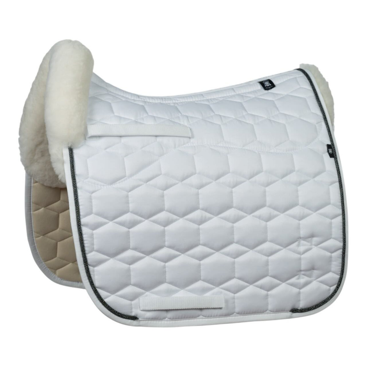 Mattes Dressurschabracke Konfiguration Schwarz/Silber Turnierschabracke, mehrere Farbvarianten, Produkt allein.