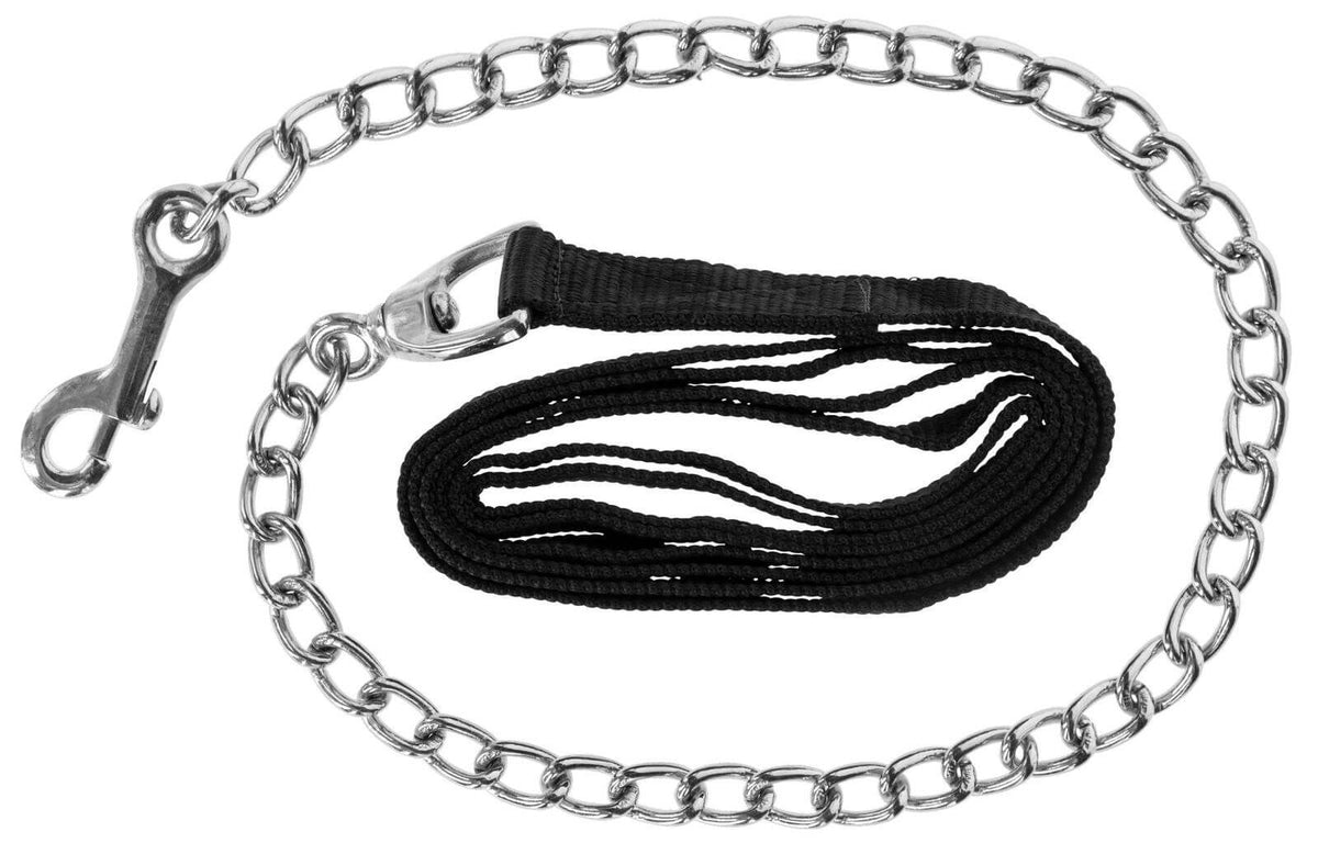 Covalliero Führleine mit Kette, Schwarz, Produkt allein auf weißem Hintergrund.