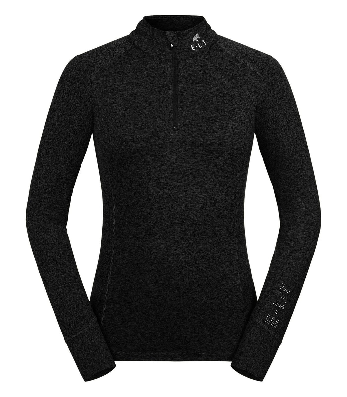 E.L.T Funktions-Zip-Shirt Milano, Schwarz, Produkt allein auf weißem Hintergrund.