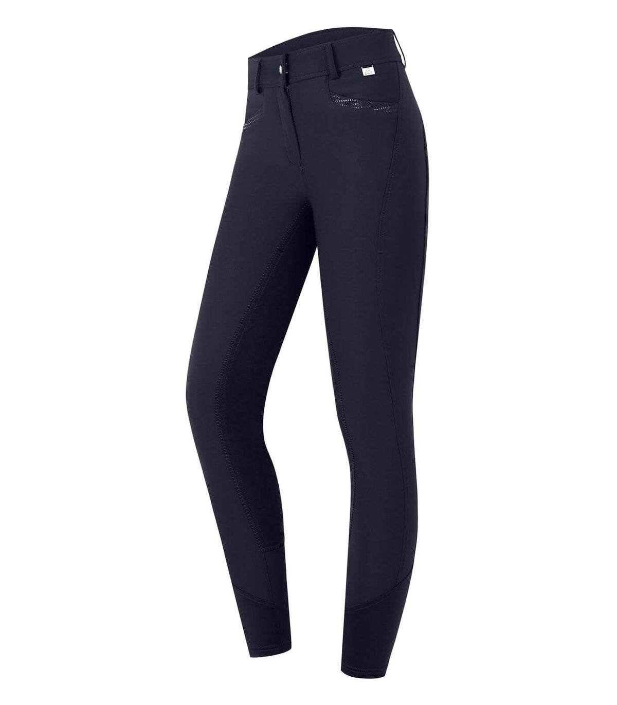 Reithose Oktavia Curved High Waist, Tiefblau, Produkt allein auf weißem Hintergrund.
