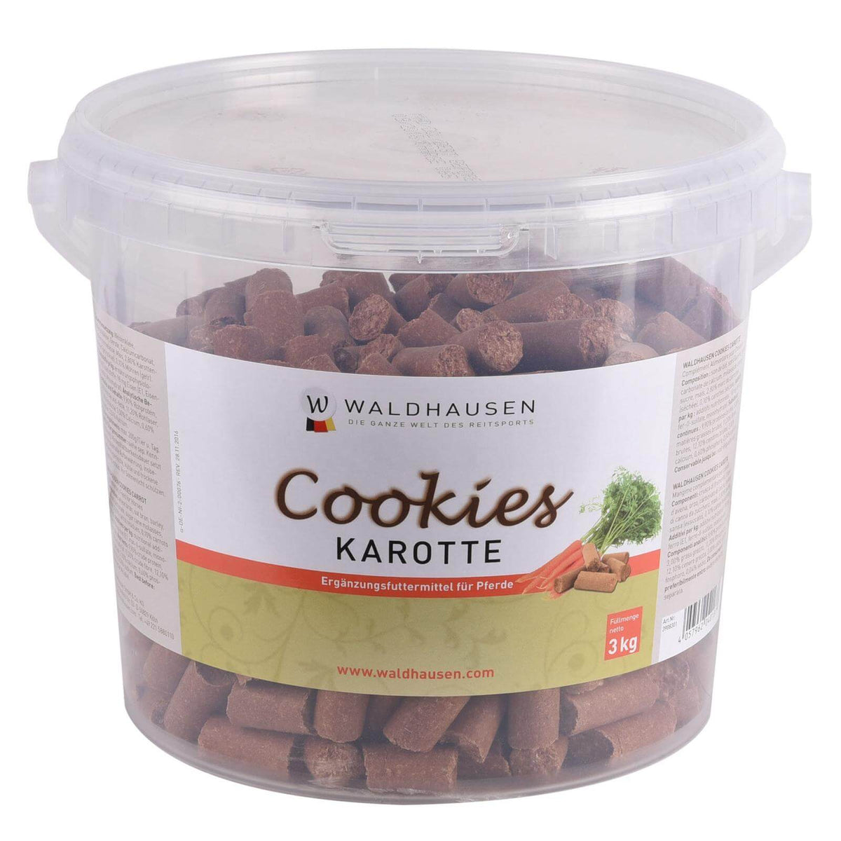 Waldhausen Cookies, 3 Kilogramm, Karotte, Produkt allein in transparenter Dose.