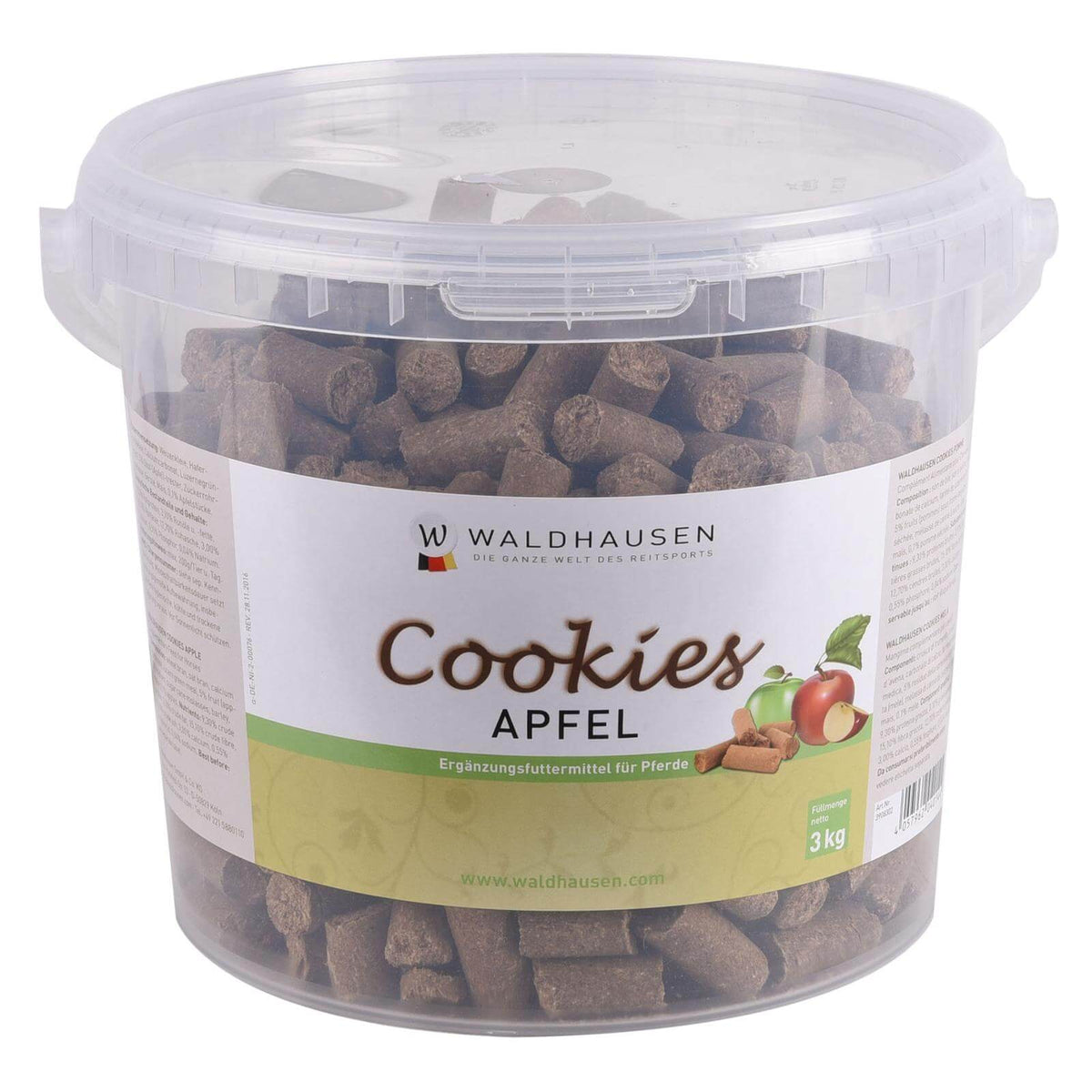 Waldhausen Cookies, 3 kg, Apfel, Produkt allein im transparenten Eimer.