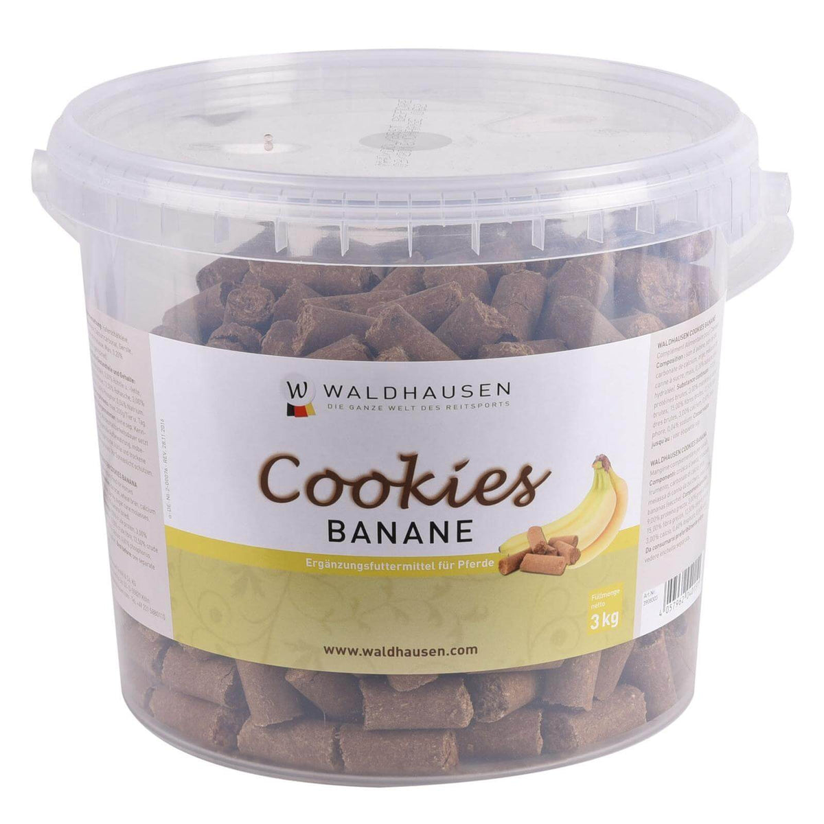 Waldhausen Cookies, 3 Kilogramm, Banane, Produkt allein in transparenter Dose.