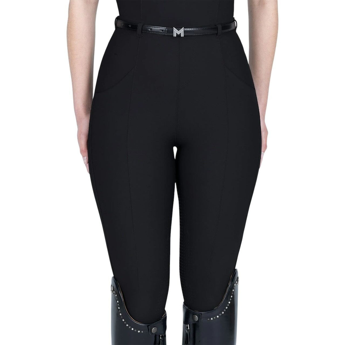 Reitleggings Damen Full Grip Velya + Gürtel