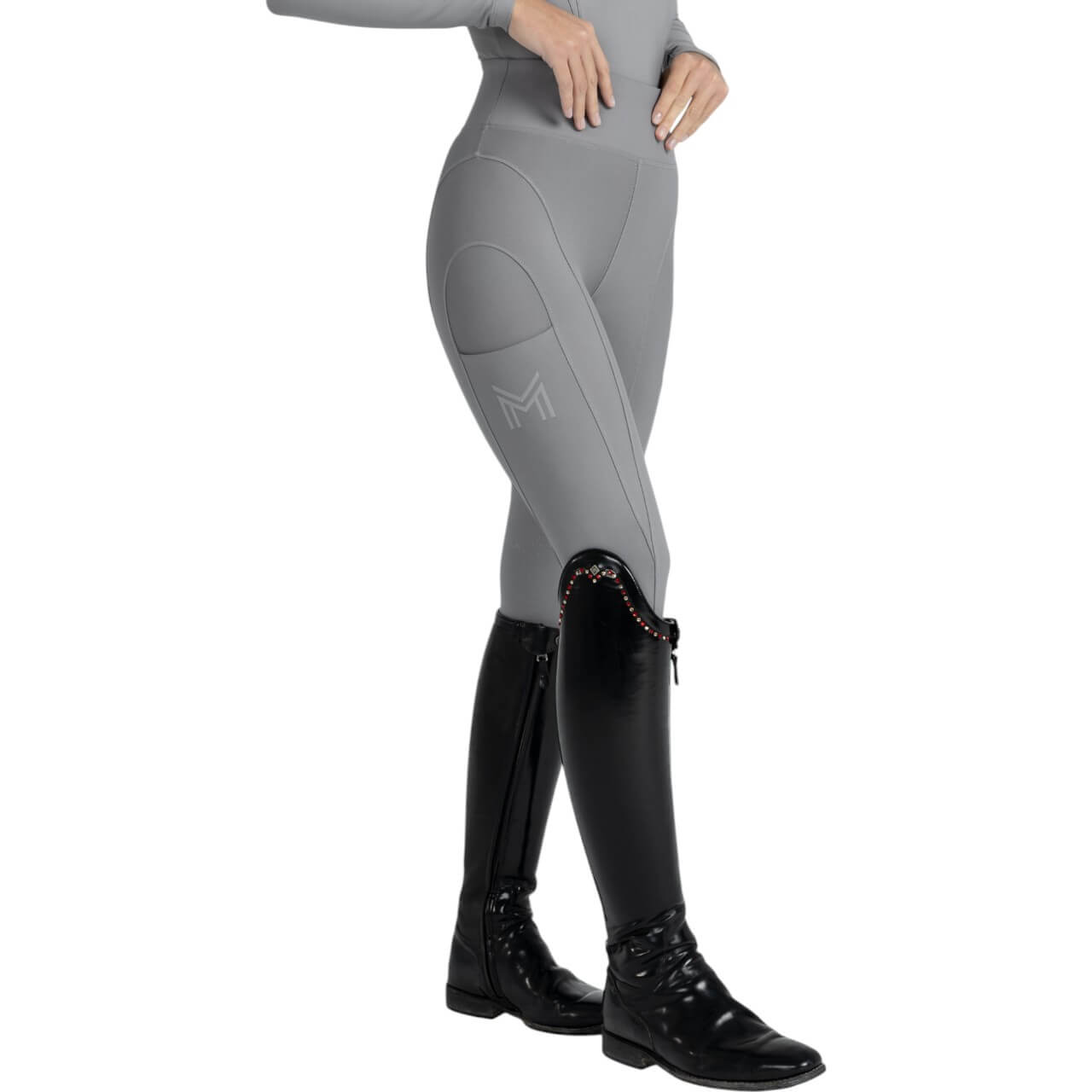 Reitleggings Damen Full-Grip Outline Damenreitleggings