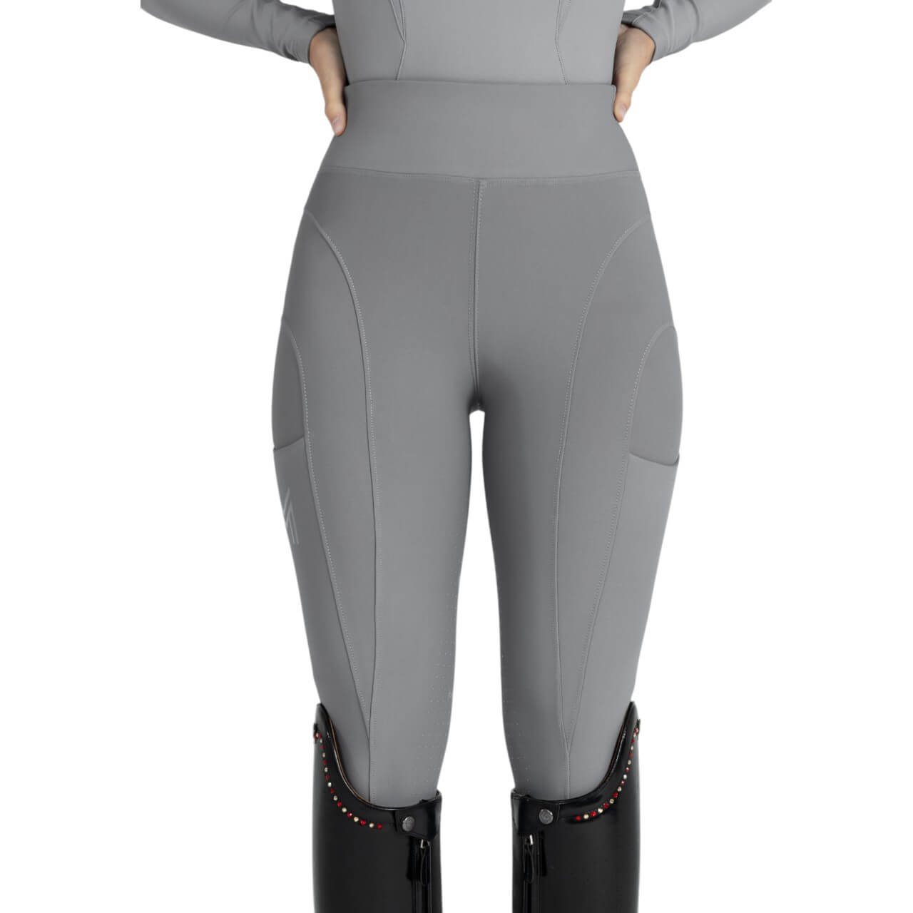 Reitleggings Damen Full-Grip Outline Damenreitleggings