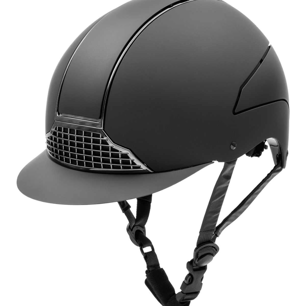 Reithelm Unisex H24 Chrome, Schwarz Matt, Produkt allein auf weißem Hintergrund.