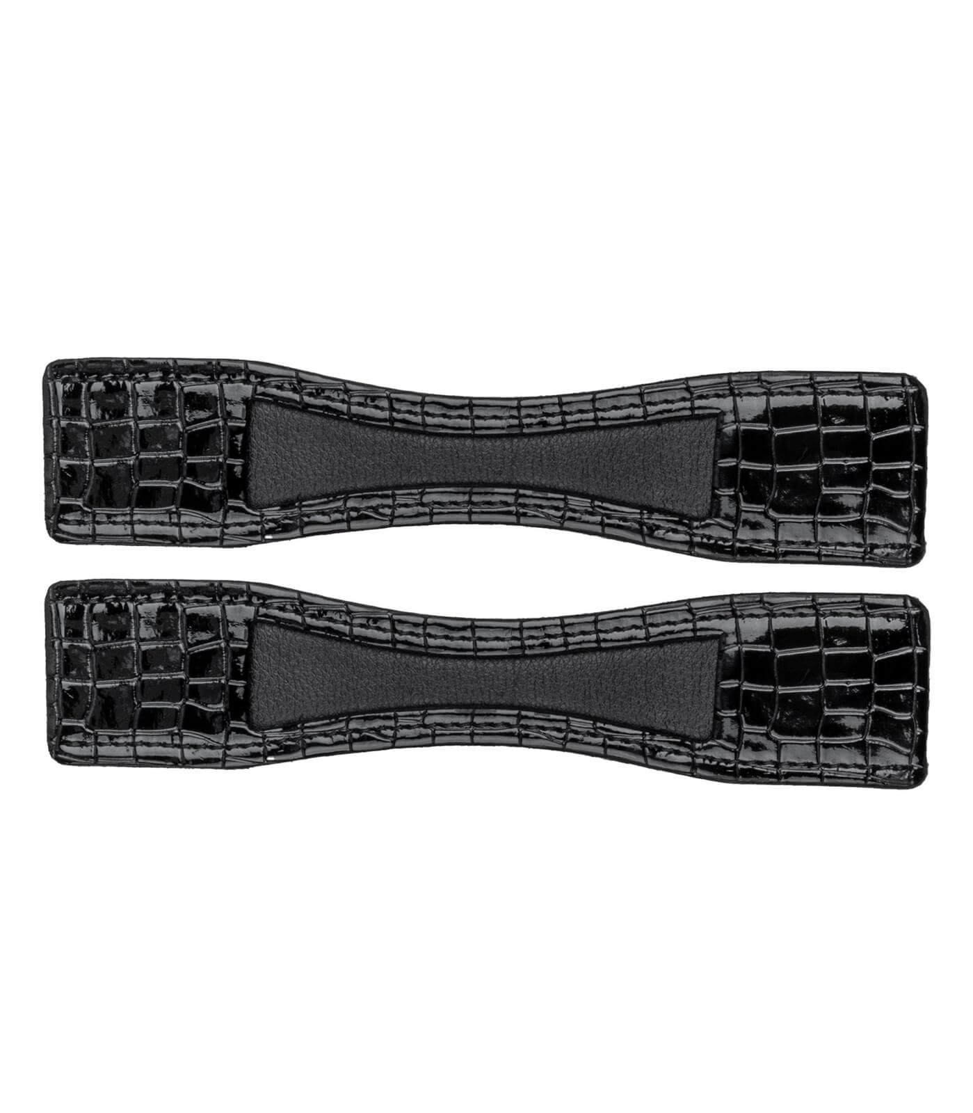 Lackleder Sporenschutz, schwarz mit Croco-Optik