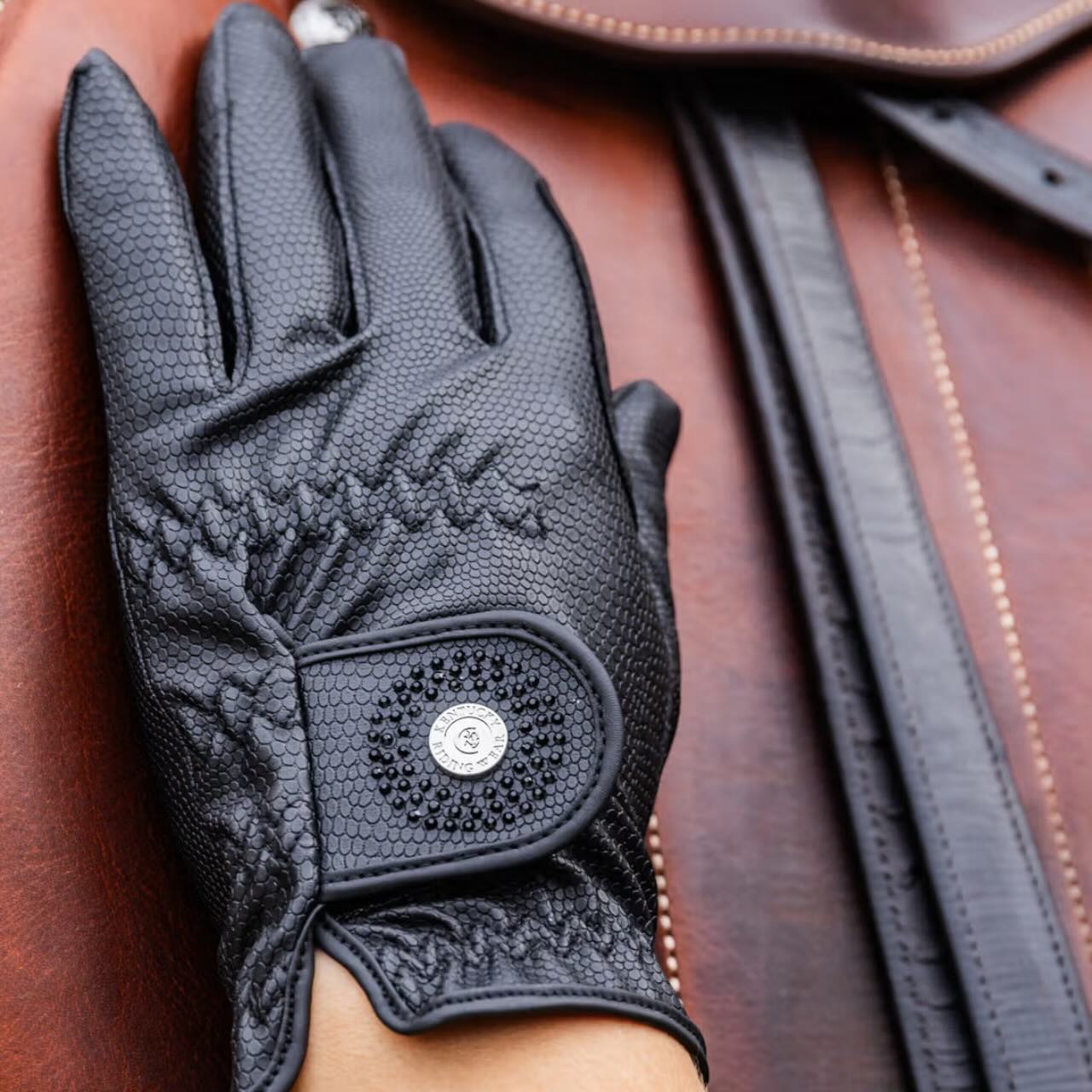 Reithandschuhe Dark Glitter Grip Handschuhe