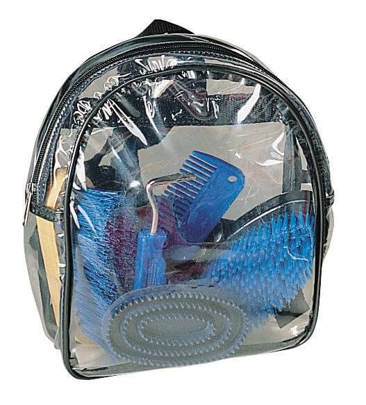 KERBL Putz-Rucksack Putztasche, transparent, Produkt allein mit Putzutensilien.