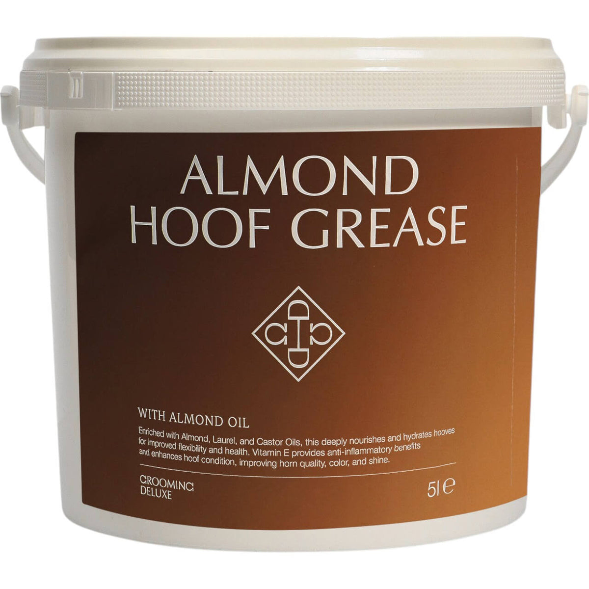 Huffett Almond Hoof Grease Hufpflege, 5 Liter, Produkt allein auf weißem Hintergrund.
