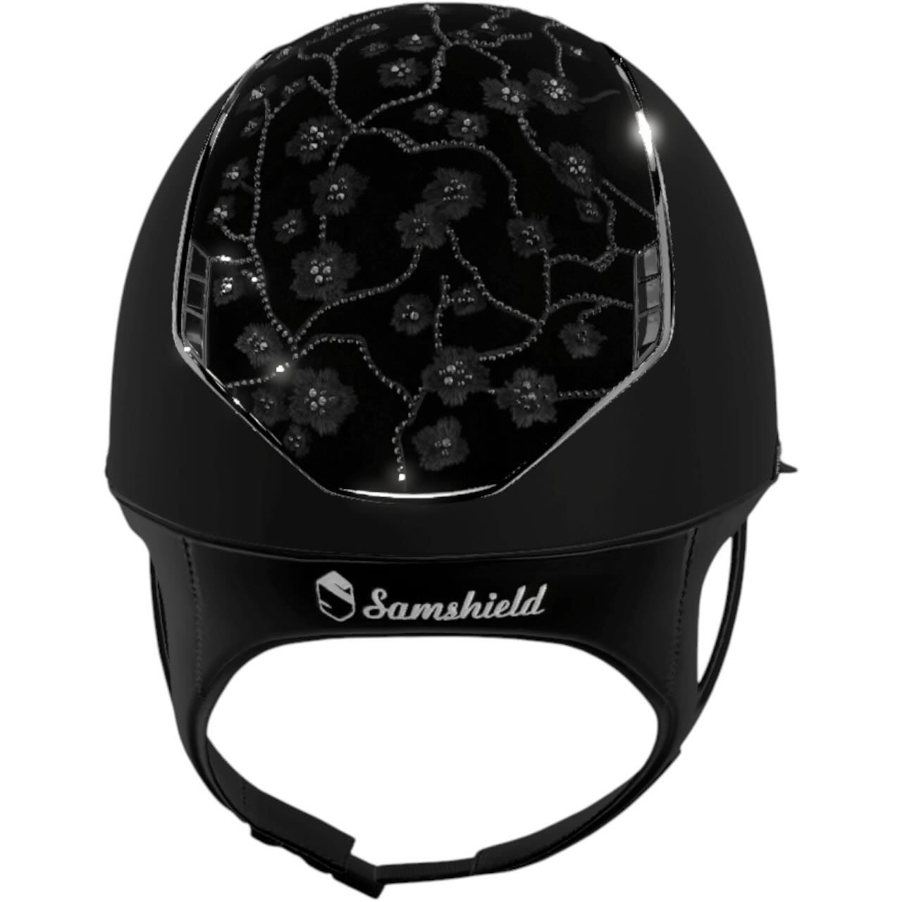Reithelm Miss Shield 2.0 Shadow Black Top + FB Cherry Blossom Black Trim + Blason Black Chrome Konfiguration