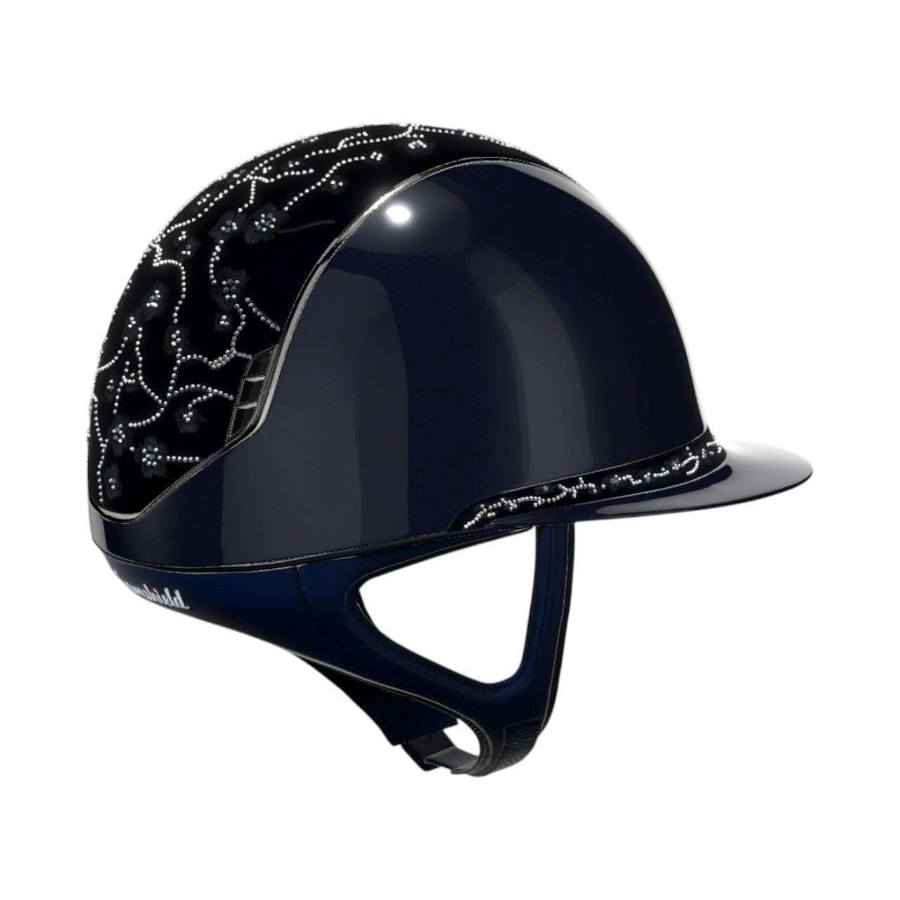 Reithelm Miss Shield 2.0 Glossy Blue Top + FB Cherry Blossom Navy Trim + Blason Black Chrome Konfiguration