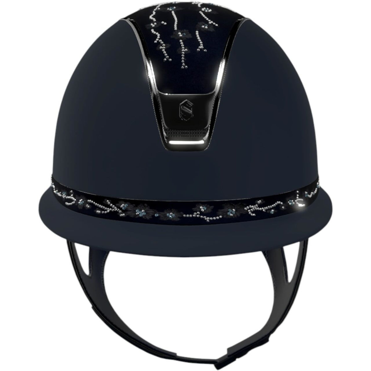 Reithelm Miss Shield 2.0 Shadow Blue Top + FB Cherry Blossom Navy Trim + Blason Black Chrome Konfiguration