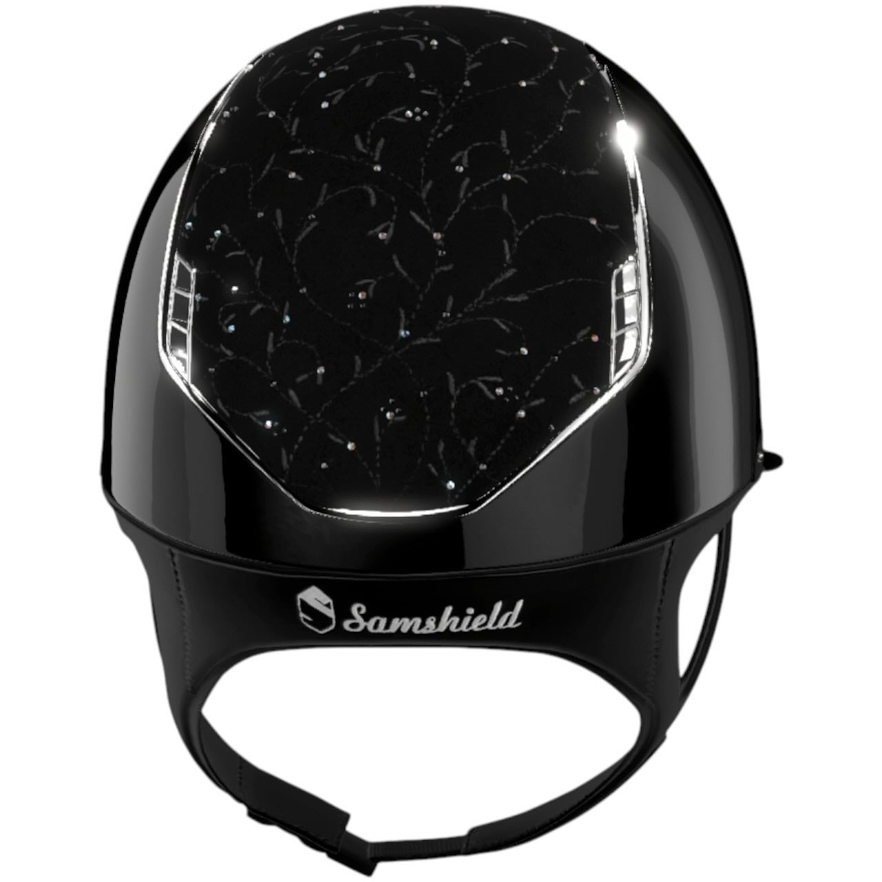 Reithelm Miss Shield 2.0 SG Black Top + FB Floral Trim + Blason Chrome Silver Konfiguration