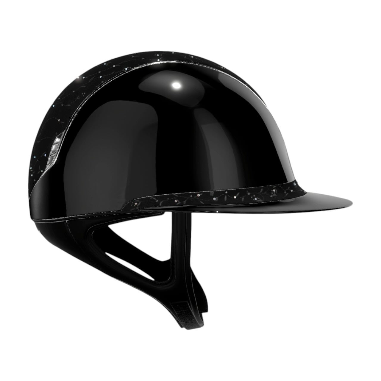 Reithelm Miss Shield 2.0 SG Black Top + FB Floral Trim + Blason Chrome Silver Konfiguration