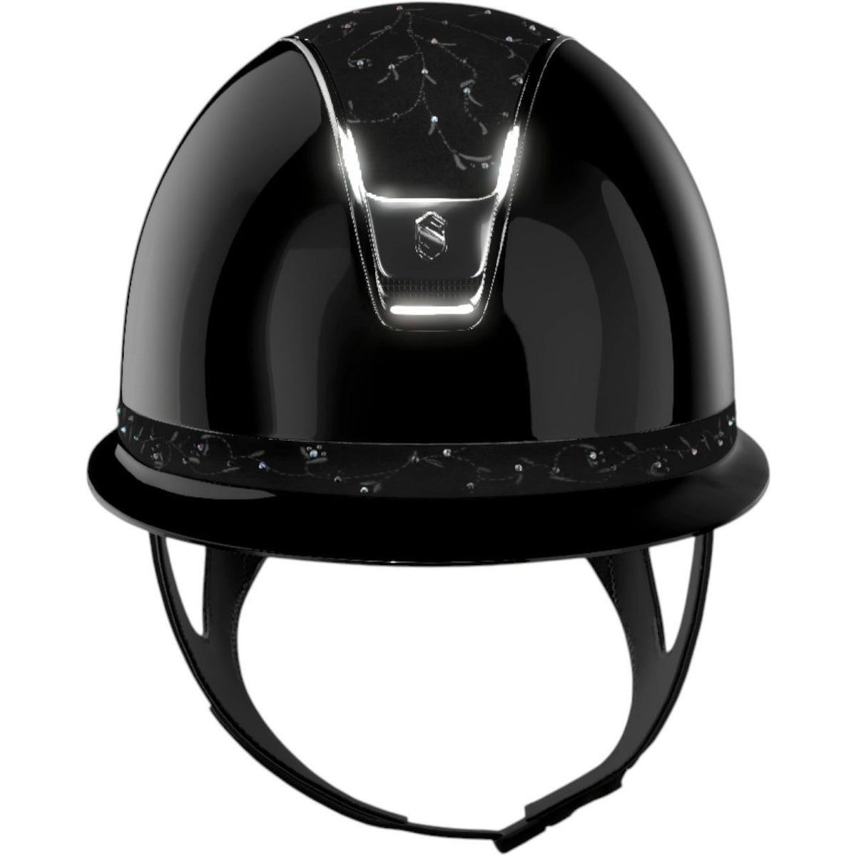 Reithelm Miss Shield 2.0 SG Black Top + FB Floral Trim + Blason Chrome Silver Konfiguration