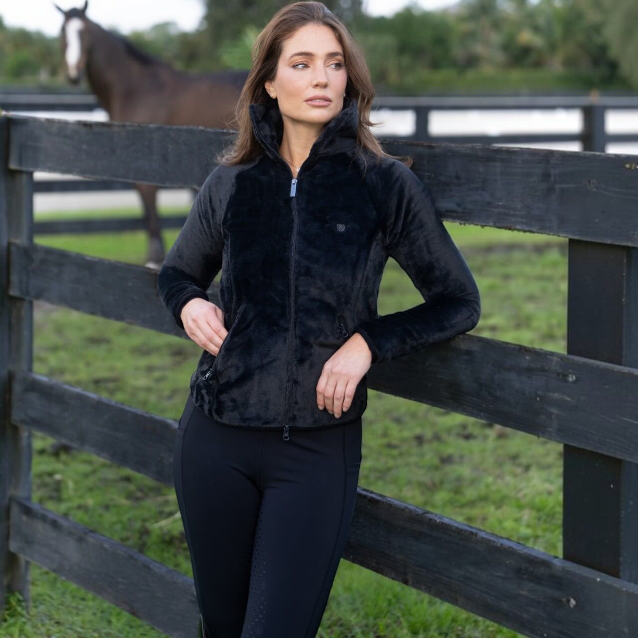 Fleecejacke Damen Velvet Black Teddy Jacke