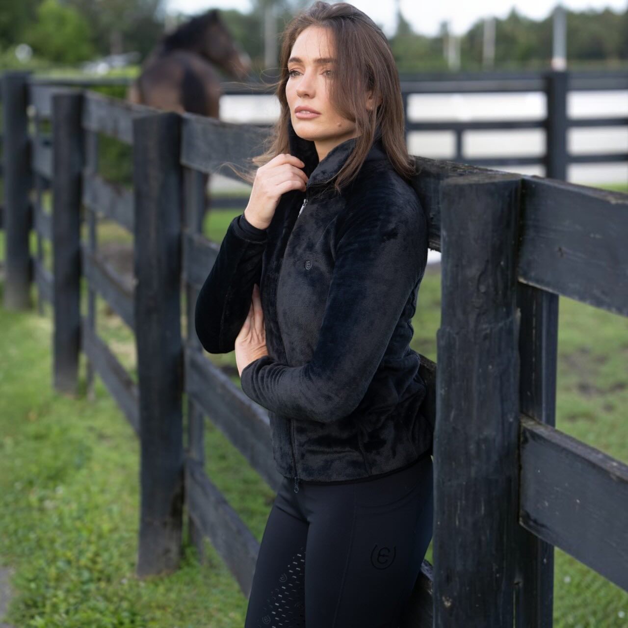 Fleecejacke Damen Velvet Black Teddy Jacke