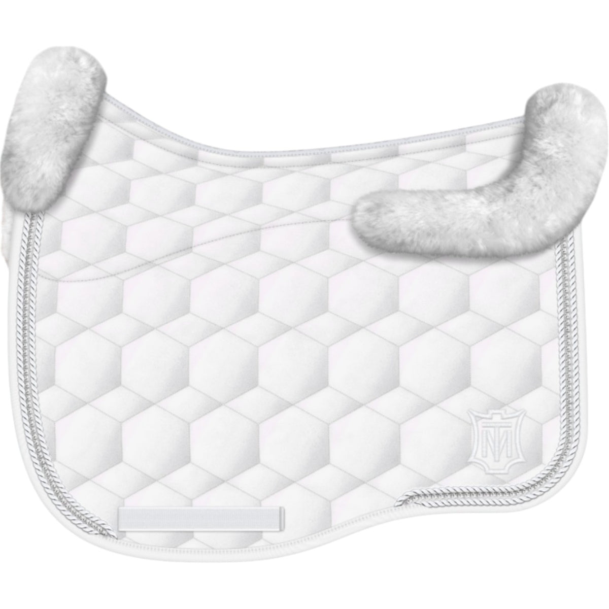 Dressurschabracke Konfiguration Eurofit Weiß Crystal Turnierschabracke, Weiß, Produkt allein auf weißem Hintergrund.