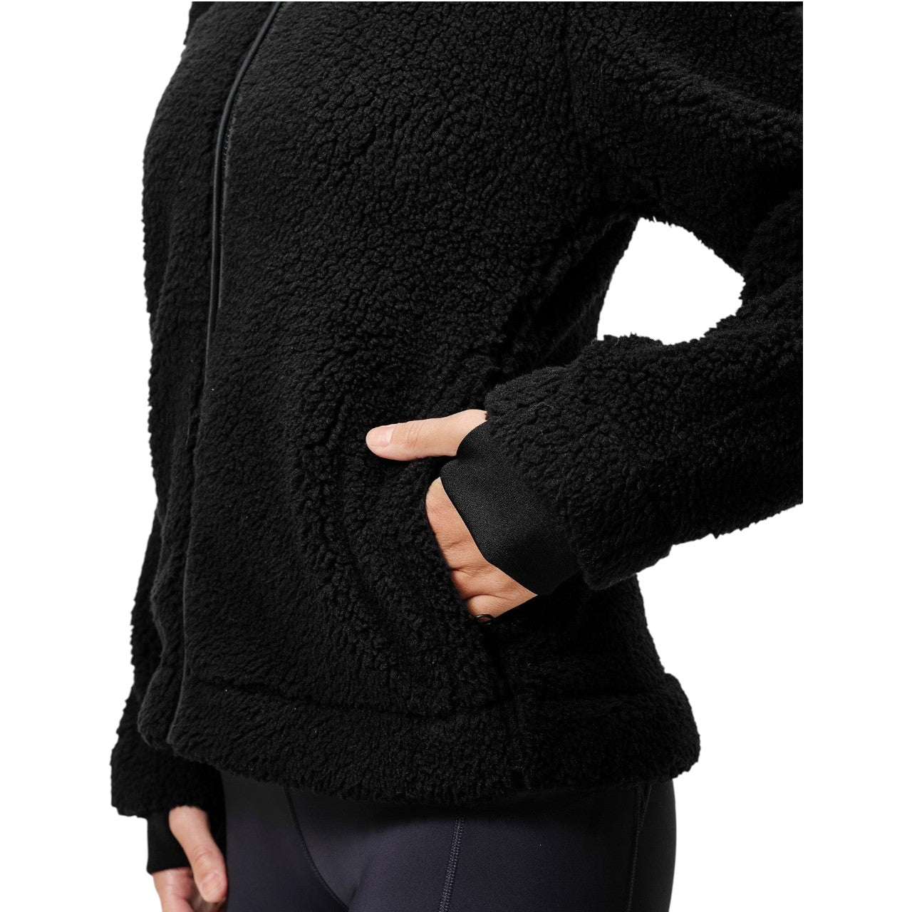 Fleecejacke Damen Black Teddy Jacke