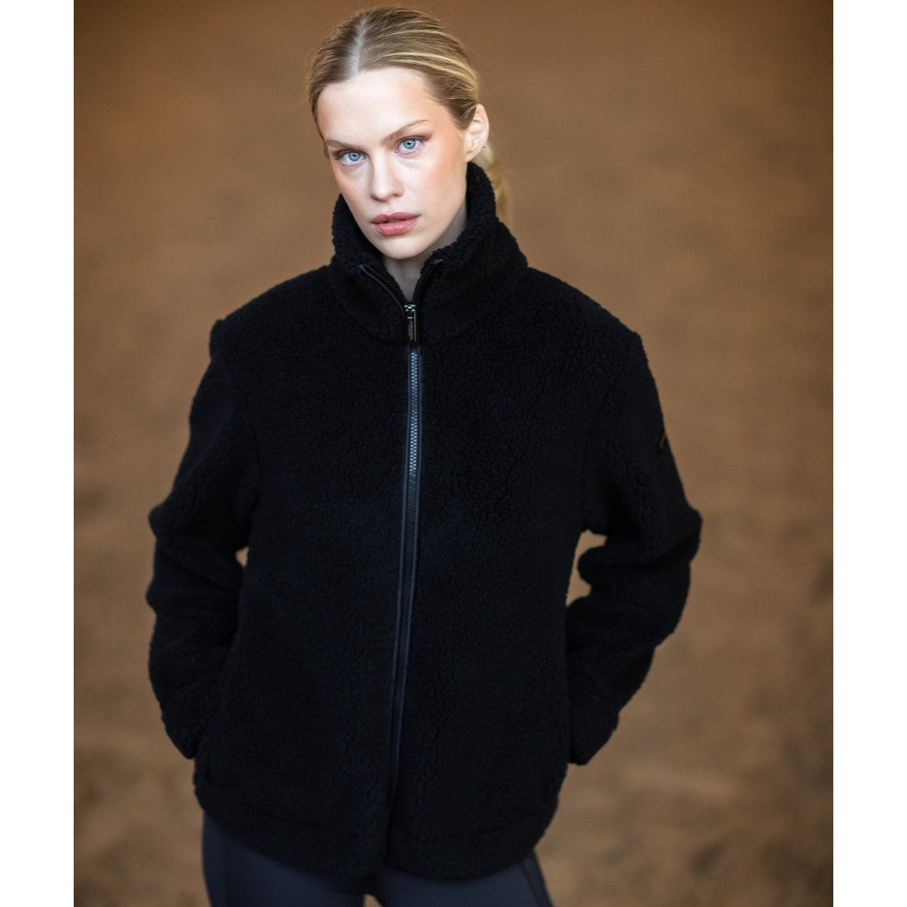 Fleecejacke Damen Black Teddy Jacke