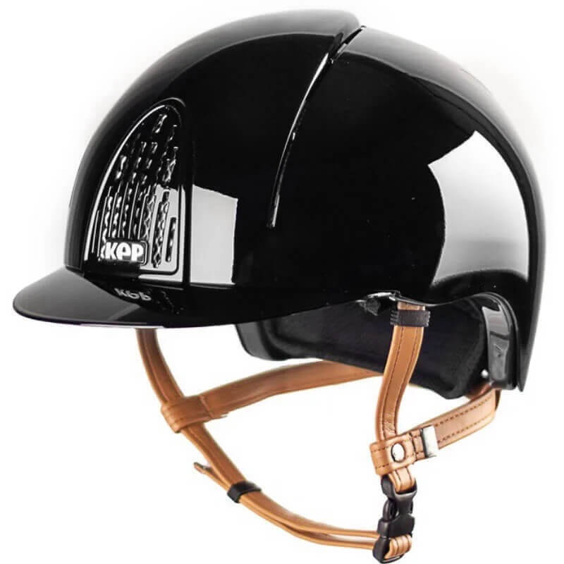 Reithelm Cromo Smart Polish mit Beigen Kinnriemen