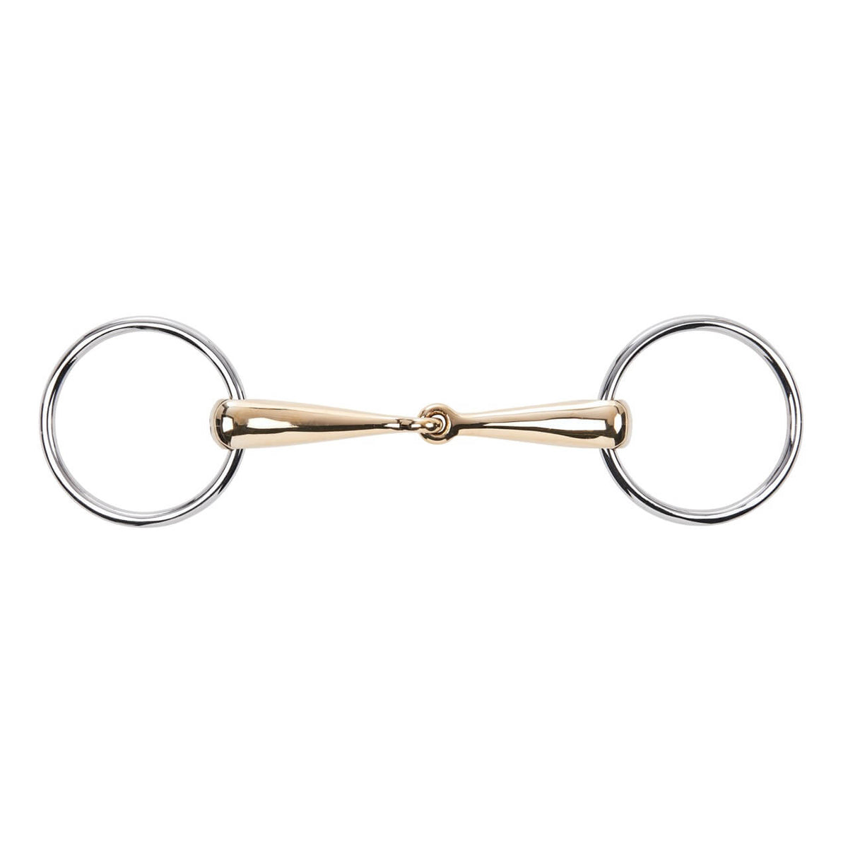 Wassertrense Einfach Gebrochen KAUGAN® 18 mm Gebiss, Gold, Produkt allein auf weißem Hintergrund.