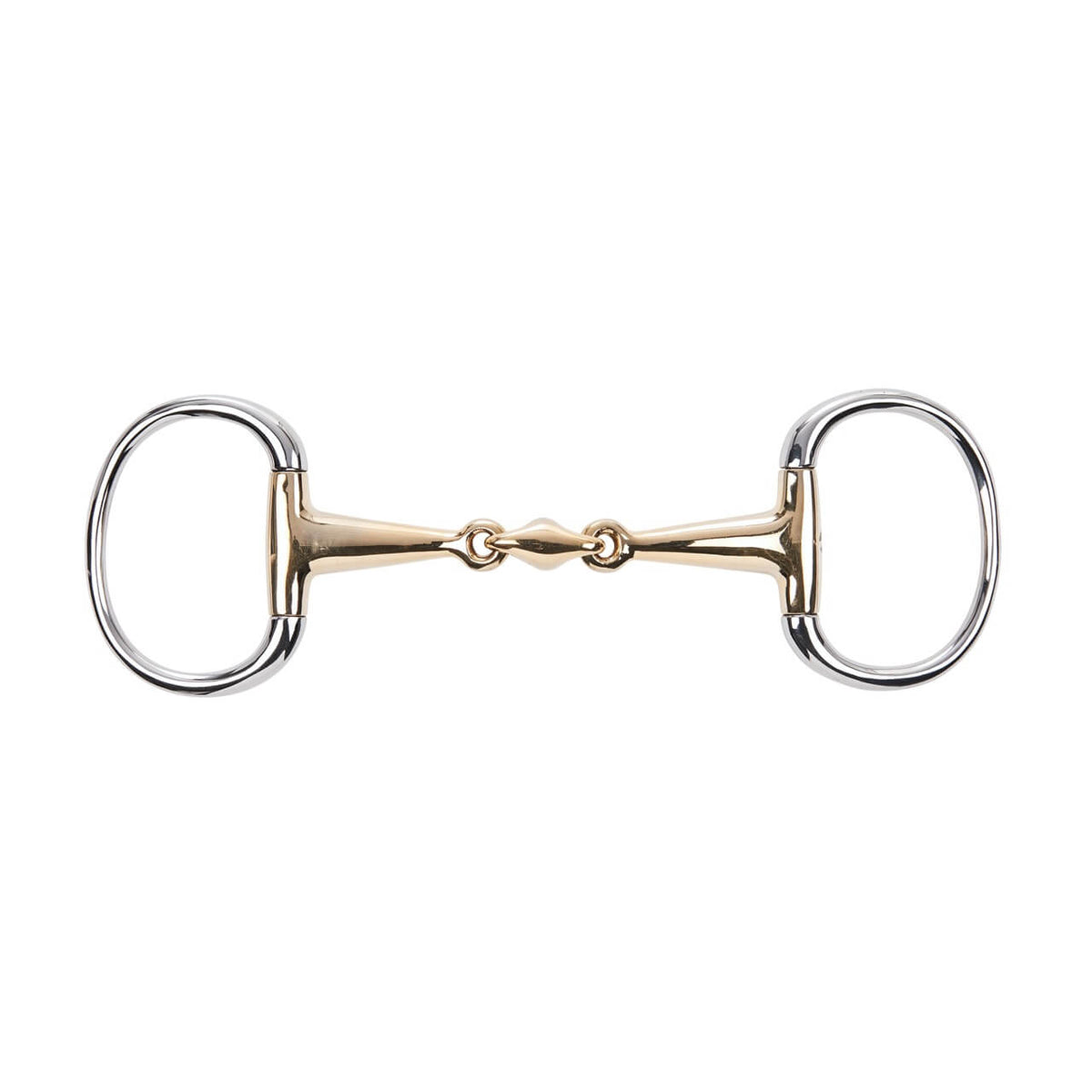 Olivenkopfgebiss Doppelt Gebrochen KAUGAN® 18 mm Trense, Gold, Produkt allein auf weißem Hintergrund.