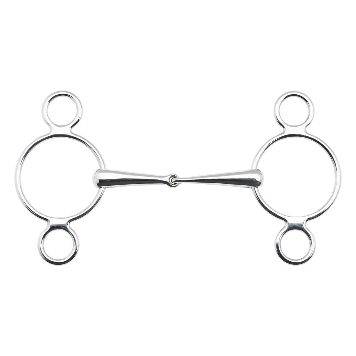 3 Ring Trense Einfach Gebrochen 16 mm Gebiss, Silber, Produkt allein auf weißem Hintergrund.
