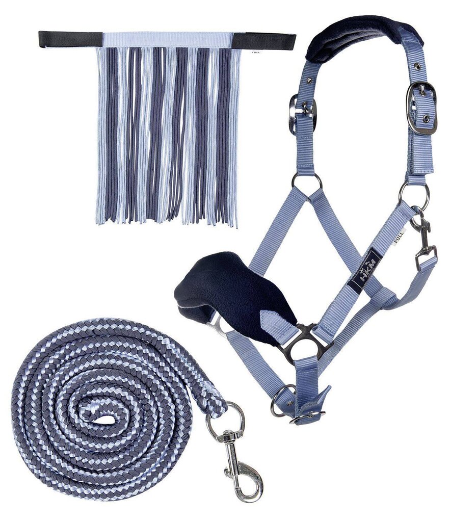 Nylonhalfter-Set mit Karabinerstrick und Fliegenfransen Stallhalfter