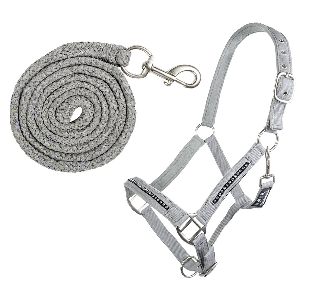 Nylonhalfter-Set Crystal mit Karabinerstrick Stallhalfter