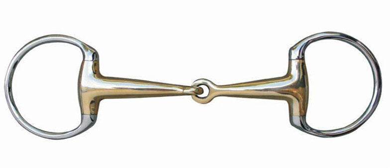 Olivenkopfgebiss einfach gebrochen 16 mm Argentan mit Edelstahlringen Pferdegebiss