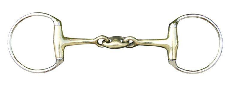 Olivenkopfgebiss doppelt gebrochen 16 mm Argentan mit Edelstahlringen Pferdegebiss