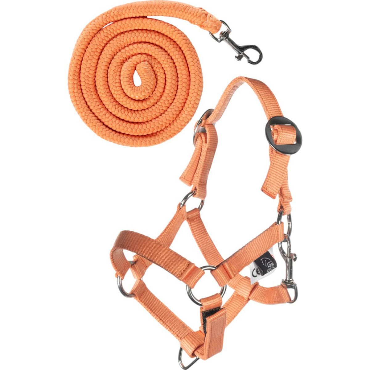 Halfter und Strick Hobby Horsing Basic, Orange, Produkt allein auf weißem Hintergrund.