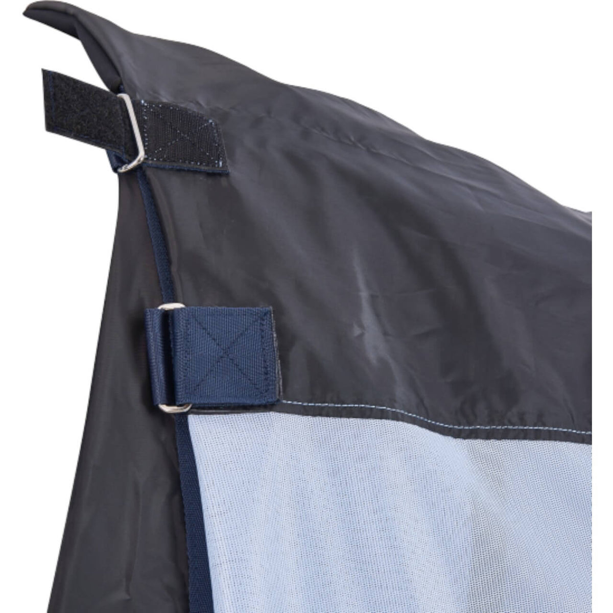 Halsteil Rainfly mit Klettverschluss, dunkelblau, Detailaufnahme des Produkts.