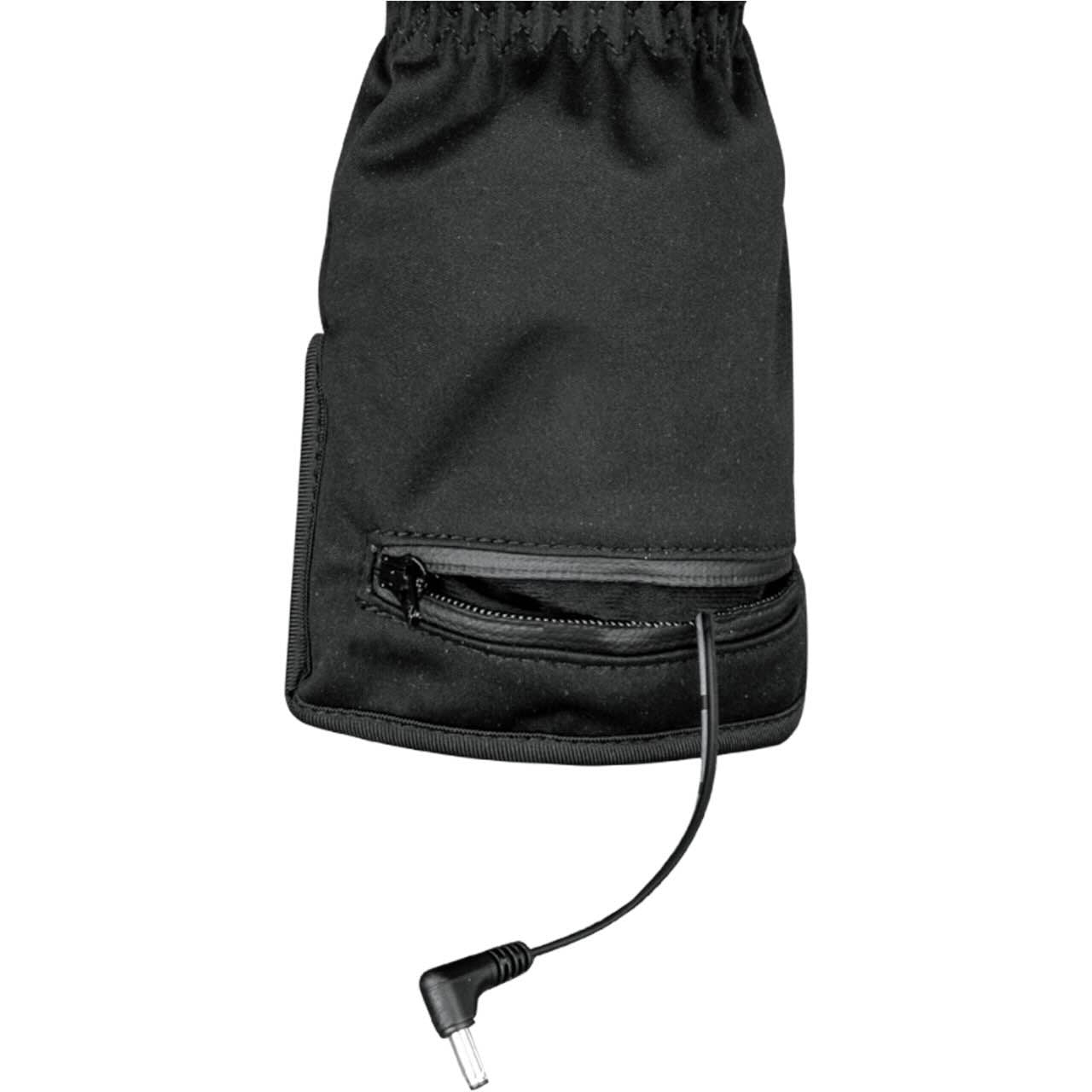 E.L.T Heizhandschuhe Comfort Heat Winterhandschuhe, Schwarz, Detailaufnahme mit Ladekabel.