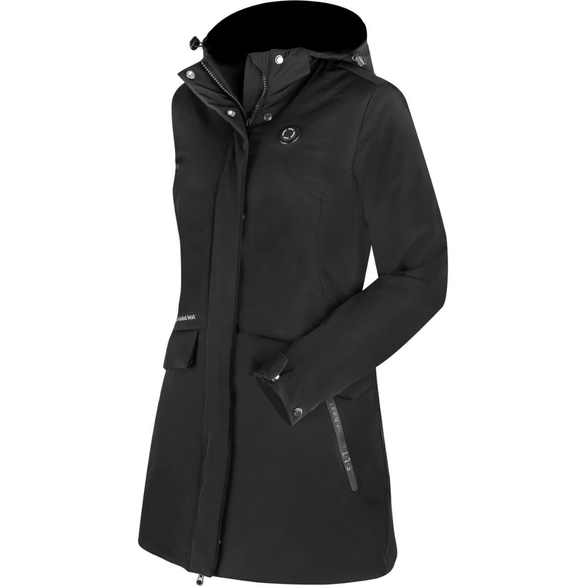 E.L.T Heizparka Damen Comfort Heat Heizjacke, Schwarz, Produkt allein auf weißem Hintergrund.